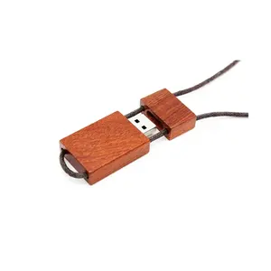 Wholesale Necklace Wooden Pen Drive Usb Flash Drive Wood Sticks With Rope Customized Logo 2.0 3.0 4gb 8gb 16gb With Wooden Box