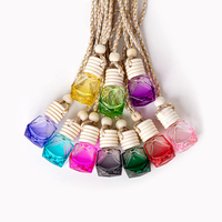 Clair vide 8ml diffuseur bouteille pendentif longue durée air plus frais voiture parfum bouteille en verre avec couvercle en bois