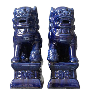 Ensemble de figurines de chiens-lions gardiens en <span class=keywords><strong>porcelaine</strong></span> émaillée, faites à la main, pour la décoration intérieure et la collection Feng Shui - Product Image 3