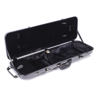 Étui de violon en fibre de carbone de forme rectangulaire de luxe personnalisé OEM, doublure en velours, couleur noire, bonne protection, anti-collision, étui rigide