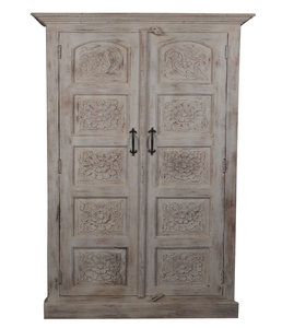 Modern Solid Wood <b>Wardrobe</b> Almirah Bedroom Furniture with <b>Hanging</b> Rod Adjustable Shelves and Drawer Storage for Home Use - Product Image 1