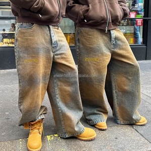 Denim Manufacturer Custom Loose Denim <b>Jeans</b> Pants Unisex Vintage Wash Blank Oversized Cotton Straight Wide Leg Pants <b>Jeans</b> Baggy - Product Image 3
