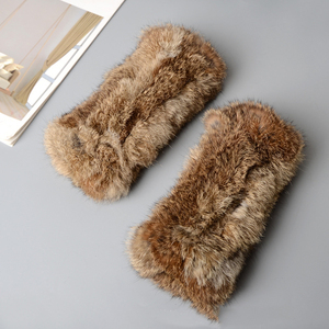 Gerçek Rex tavşan kürk parmaksız kadın eldiven elastik örme eldivenler streç Out eldiven bisiklet açık spor için - Product Image 3