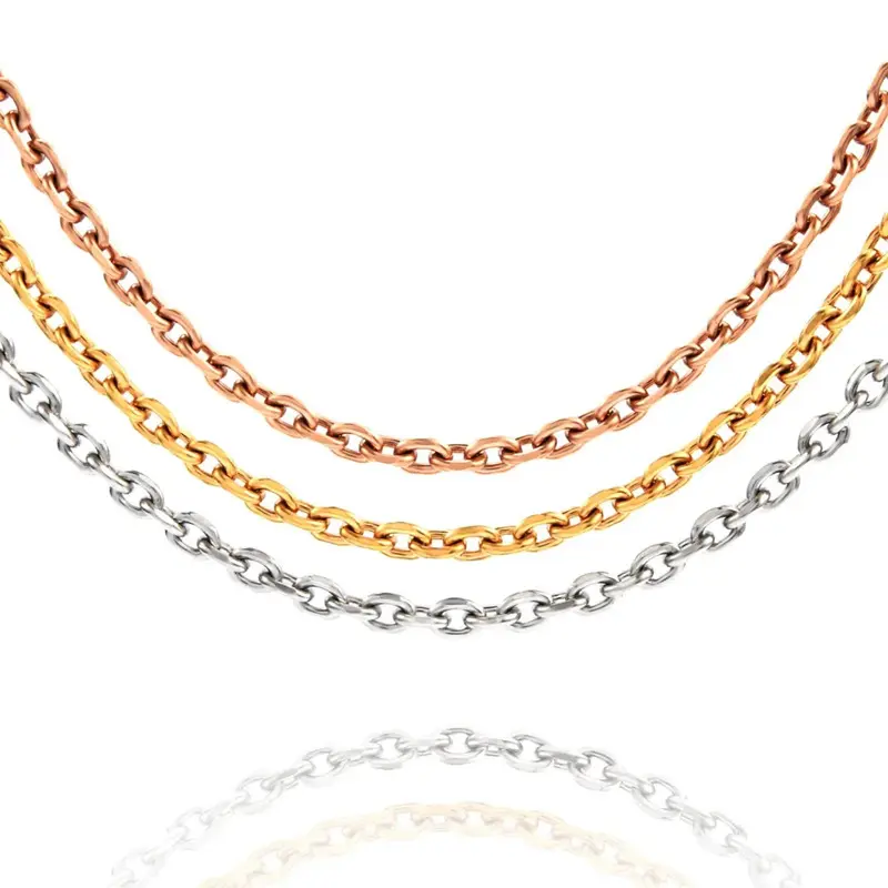Fashion Accessories Gold Plated Rose Gold Stainless Steel Cut Cable Chain Jewelry Custom Necklace for Ladies Jewelry
