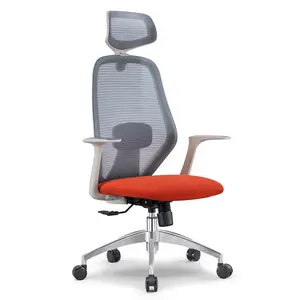 Silla de oficina ergonómica de gama alta con soporte lumbar, sillas de oficina ejecutivas, conjunto de muebles comerciales de malla de tela
