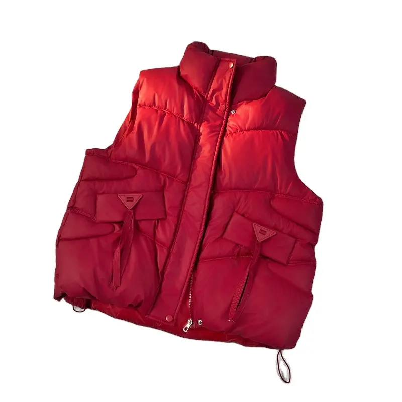 Большой карман водонепроницаемый пуховик из хлопка с воротником-стойкой зимний жилет без рукавов Женская куртка