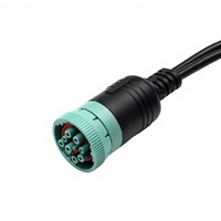 Kabel Adaptor Truk J1962 ke 9P Dech J1939 9P untuk J1708 ke OBD Kabel Konversi Satu-ke-Dua Lurus untuk 1/2 30cm