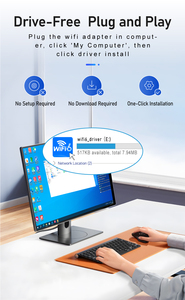 อะแดปเตอร์ไวไฟแบบตั้งโต๊ะ WIFI6 ดูอัลแบนด์ 1800Mbps พร้อมบลูทูธ 802.11ax WLAN สำหรับ Windows/Android การ์ดเครือข่ายไร้สาย USB ไร้สาย - Product Image 5
