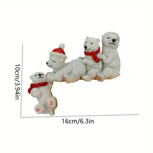 Set di 4 Statuine Orso Bianco Artigianato in Resina Statua Animale Decorazione Casa Ufficio Scrivania Mensola Regalo Natale Orna - Product Image 2
