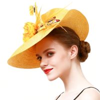 Aksesoris Rambut Kupu-kupu Festival Natal Musim Panas OEM, Hiasan Kepala Bulu, Topi Kentucky Derby, Pesta Teh