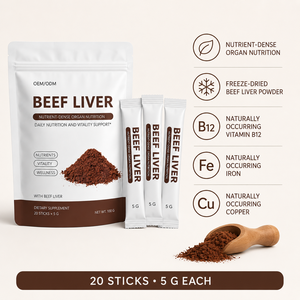 Proveedor de Fábrica: Polvo de Hígado de Res con 4g de Proteína, Vitamina <span class=keywords><strong>B12</strong></span>, Hierro y Cobre en 20 Sobres Individuales - Product Image 3