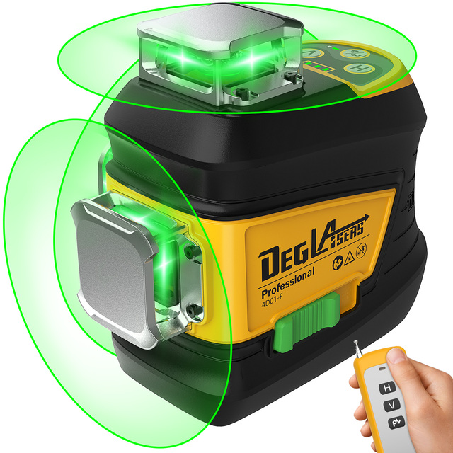DEGLASERS Factory Sale Green Rechargeable Li-ion Battery Indoor Outdoor Professional 3D 360 Laser Level Kit Industrial Grade
