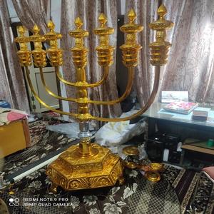 Candelero de Metal de latón dorado Manorah, pieza central para decoración de boda o fiesta, otros candelabros, linternas y tarros de velas - Product Image 1