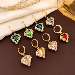 Set <span class=keywords><strong>Collana</strong></span> e Orecchini PFT in Acciaio Inossidabile Placcato Oro 18K con Zirconi Colorati a <span class=keywords><strong>Cuore</strong></span> Oceanico, Catena da Donna Versatile che non sbiadisce - Product Image 4