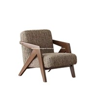 Fauteuil individuel en bois massif de style nordique du milieu du siècle avec dossier pour salon, chambre et bureau - Mobilier de maison