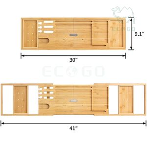 Plateau de baignoire en bambou extensible et durable Plateau de baignoire de luxe avec baignoire latérale extensible Plateau organisateur de bain de haute qualité - Product Image 1