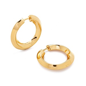 เครื่องประดับที่เรียบง่ายสบายๆต่างหูห่วงทอง18K ทรงครึ่งวงกลมทองเหลือง - Product Image 1
