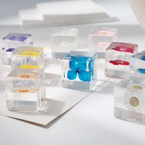 Fiore naturale in resina vera e propria collezione di esemplari floreali per bambini peso quadrato di carta cubo Art resina fermacarte fiore pressato - Product Image 5