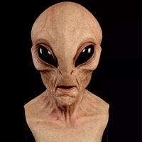 Masque d'Alien Effrayant en Latex Noir Réaliste Plein Visage, Vente en Gros, pour Fête Costumée d'Halloween