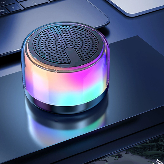 Portable Mini Wireless BT V 5.3 Speaker Cool Stereo Sound Music Box for Computer Games Desktop Audio Home Office Battery Power