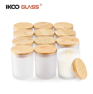 IKOO frosted glass candle jar with lid for candle making,dried flowers,spice,tea,essential oil containers