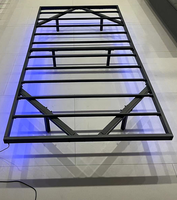 Cadre de lit flottant extra-large moderne avec lumières LED réglables et fonction intelligente, lit double rembourré
