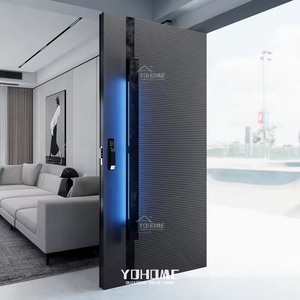 Último <span class=keywords><strong>Design</strong></span> Americano para Projetos Residenciais: Porta de Entrada Moderna Personalizada em Alumínio com Luz LED - Product Image 5