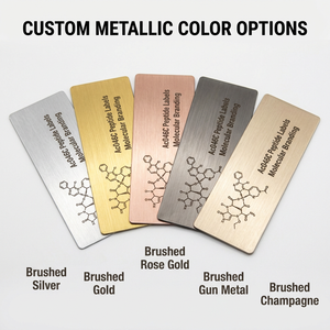 Etiquetas Premium para Viales de Péptidos con Acabado Metálico Cepillado - Pegatinas Sintéticas de Lujo en Plata y Oro para Protección de Marcas de Alta Gama - Product Image 5