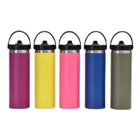 Logo personnalisé 20oz gobelet gravé au laser en poudre revêtement maigre en acier inoxydable droite thermique tasse à café tasse de voyage avec poignée