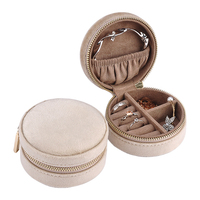 Organiseur de Voyage Rond en Cuir PU Personnalisé avec Logo, Petite Boîte Cadeau d'Emballage pour Bijoux, Étui de Rangement en Velours pour Bijoux