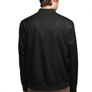 Chaqueta Bomber Negra para Hombre, Color Sólido, Cierre de Cremallera, Estilo Casual, Corte Regular, Material de Poliéster, Prenda de Invierno, Transpirable por Delante - Product Image 3