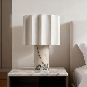 Lampe de table LED moderne et simple en marbre avec base en marbre pour la lecture au chevet, l'éclairage des restaurants et salons, et l'utilisation en chambre d'hôtel - Product Image 1