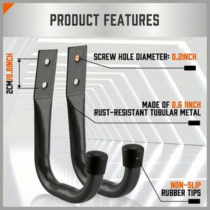 Dropshipping Shopify Lot de 6 crochets de garage, crochets utilitaires, crochets de garage Crochets muraux robustes - Product Image 4