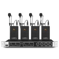 Microphone sans fil UHF de bureau KC-1104 économique à 4 canaux, cardioïde dynamique, col de cygne, portable, avec suppression du bruit, pour diffusion FM