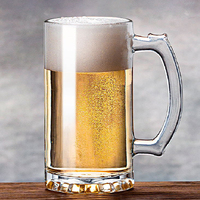 Verres à bière en verre épais sans plomb de 500 ml avec poignée, personnalisables, solutions classiques, MOQ abordable, compatibles lave-vaisselle