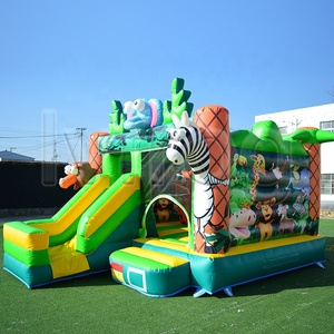 Château gonflable PVC Safari Tropical <span class=keywords><strong>le</strong></span> plus vendu avec toboggan, thème animalier, combo château de saut pour événements et fêtes - Product Image 4
