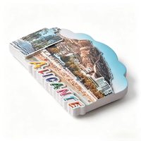 Imán de nevera personalizado del Castillo de Santa Bárbara en España, imán 3D de poliresina con vista de la costa de Alicante, proveedor de imanes para refrigerador.