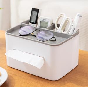 Multifunction Desktop Tissue Box Eyewear Holder Glasses Organizer with Compartments for Home Office - Product Image 1