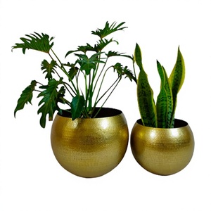 Ensemble de 2 pots de fleurs en fer de tailles différentes, qualité exclusive, taille personnalisée, pour accessoires de décoration de jardin - Product Image 1