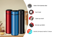 Flacon Intelligent à Affichage de la Température LED Isolation Métallique Tasse Thermos d'Eau Bouteille à Vide Intelligente en Acier Inoxydable