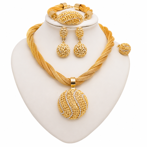 Juego <span class=keywords><strong>de</strong></span> Joyería Personalizada Chapada en Oro Amarillo <span class=keywords><strong>de</strong></span> Dubái <span class=keywords><strong>de</strong></span> 18K, Collar con Colgante <span class=keywords><strong>de</strong></span> Cuerda Trenzada Hueca con Circonita para Mujer, Accesorio <span class=keywords><strong>de</strong></span> <span class=keywords><strong>Moda</strong></span> - Product Image 1