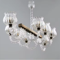 Superbe Grand Lustre en Verre de Murano Art Déco Vintage pour Salle à Manger
