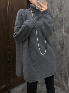 Pulls chics à col roulé pour femmes, manches longues, fente latérale, côtelés, pour l'automne et l'hiver, à porter au quotidien, chauds, tricotés, faible MOQ, collection 2026 - Product Image 6
