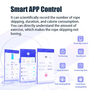 معدات اللياقة البدنية احبال قفز لاسلكية احترافية مع مقبض معدني مانع للانزلاق حبلي قفز ذكي مع تطبيق