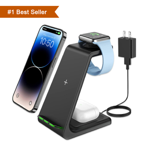 Support de charge sans fil CE <span class=keywords><strong>Chargeur</strong></span> sans fil 3 en 1 pour <span class=keywords><strong>iPhone</strong></span> <span class=keywords><strong>14</strong></span> <span class=keywords><strong>Pro</strong></span> Max <span class=keywords><strong>Apple</strong></span> Watch Ultra AirPods <span class=keywords><strong>Pro</strong></span> - Product Image 1