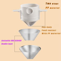 Filtre à café pliable double couche en acier inoxydable 304, compatible avec plusieurs tasses, réutilisable, portable et de qualité supérieure