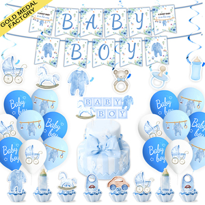 Decoración <span class=keywords><strong>para</strong></span> Fiesta <span class=keywords><strong>de</strong></span> Bienvenida <span class=keywords><strong>de</strong></span> Bebé, <span class=keywords><strong>Bautizo</strong></span>, Cumpleaños, <span class=keywords><strong>para</strong></span> Niño o Niña, Incluye Pancarta, Globos Colgantes, <span class=keywords><strong>Pastel</strong></span>, Recién Nacido - Product Image 1