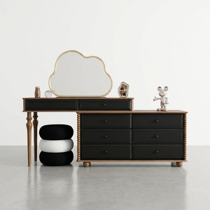 Modern Makeup <b>Vanity</b> <b>Table</b> with Lighted <b>Mirror</b> and Storage Drawers for Bedroom Furniture - Product Image 2