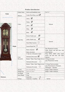 Đồng hồ để sàn kiểu ông nội bằng gỗ nguyên khối, lên dây cót 31 ngày hoặc máy quartz, có con lắc gỗ - Product Image 2