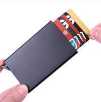 Dompet Kartu Kredit Portabel Pria Anti RFID dari Aluminium Metal, Tempat Kartu Pop Up dengan Logo Bisnis Custom